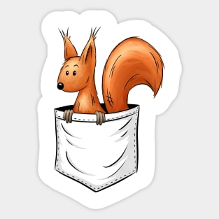 Wildlife Funny Cute Red Squirrel In Your Pocket Sticker